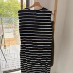 Thumbnail for Robe marinière noire et blanche
