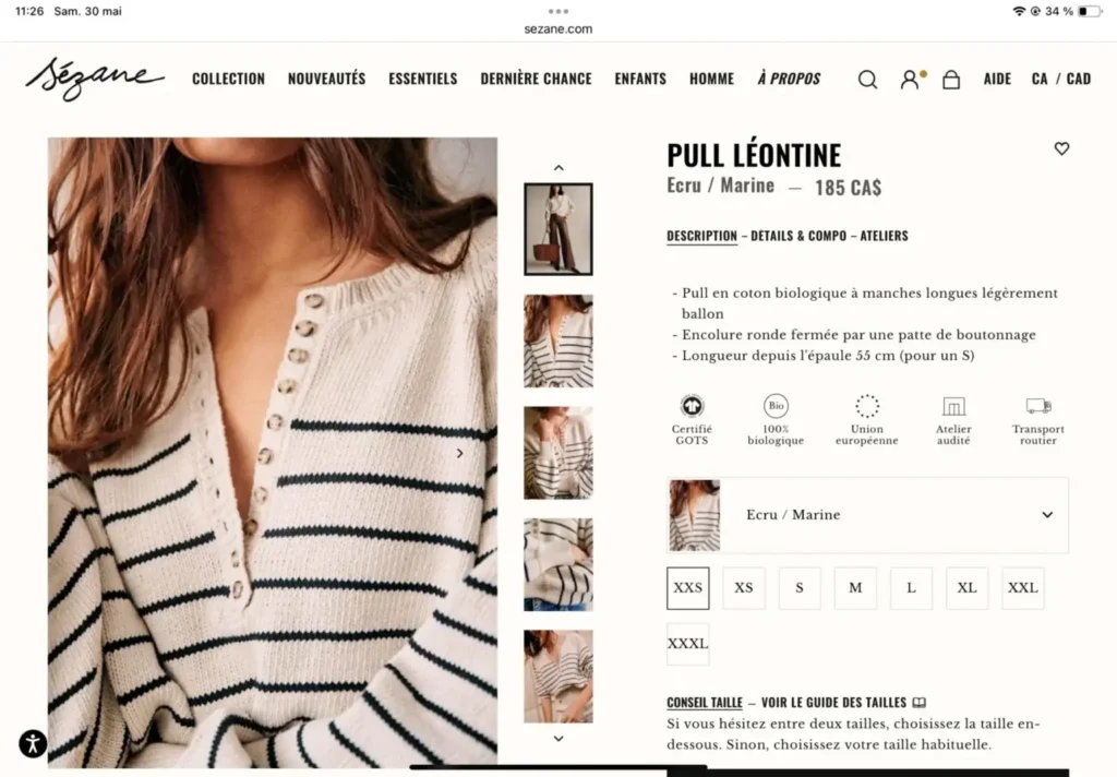Image for Pull Léontine de Sézane écru et marine