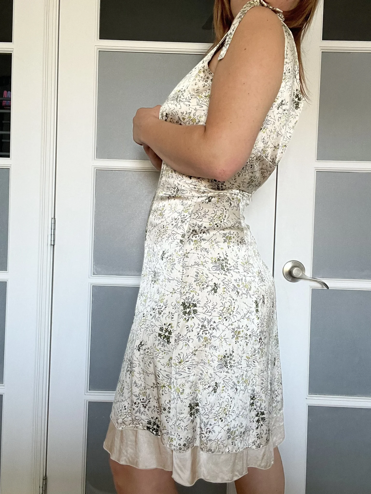 Image for 100% Soie! Robe Kensie taille 6 beige à motifs fleuris