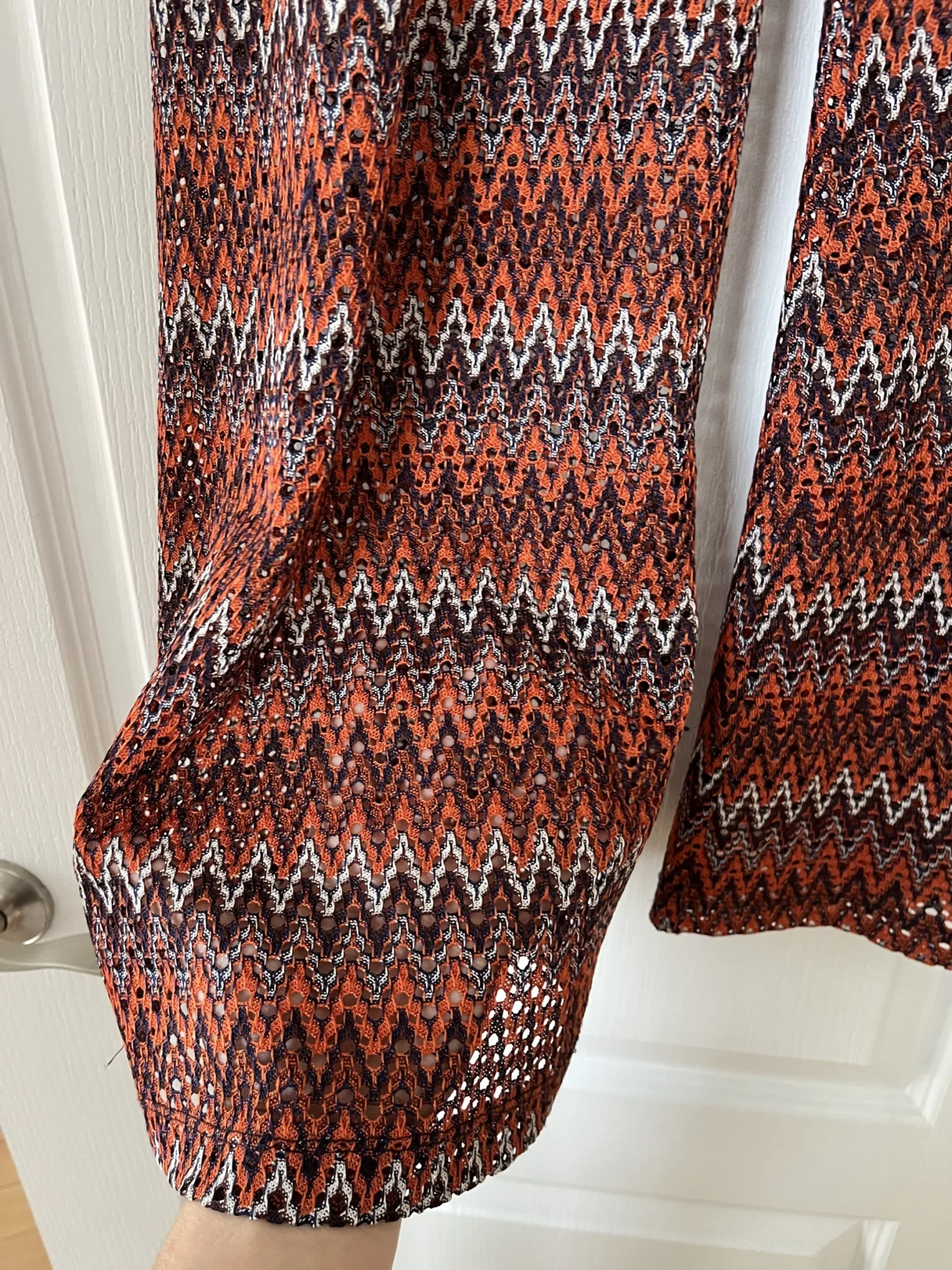 Image for Pantalon fluide été motif zig zag bleu et orange taille M