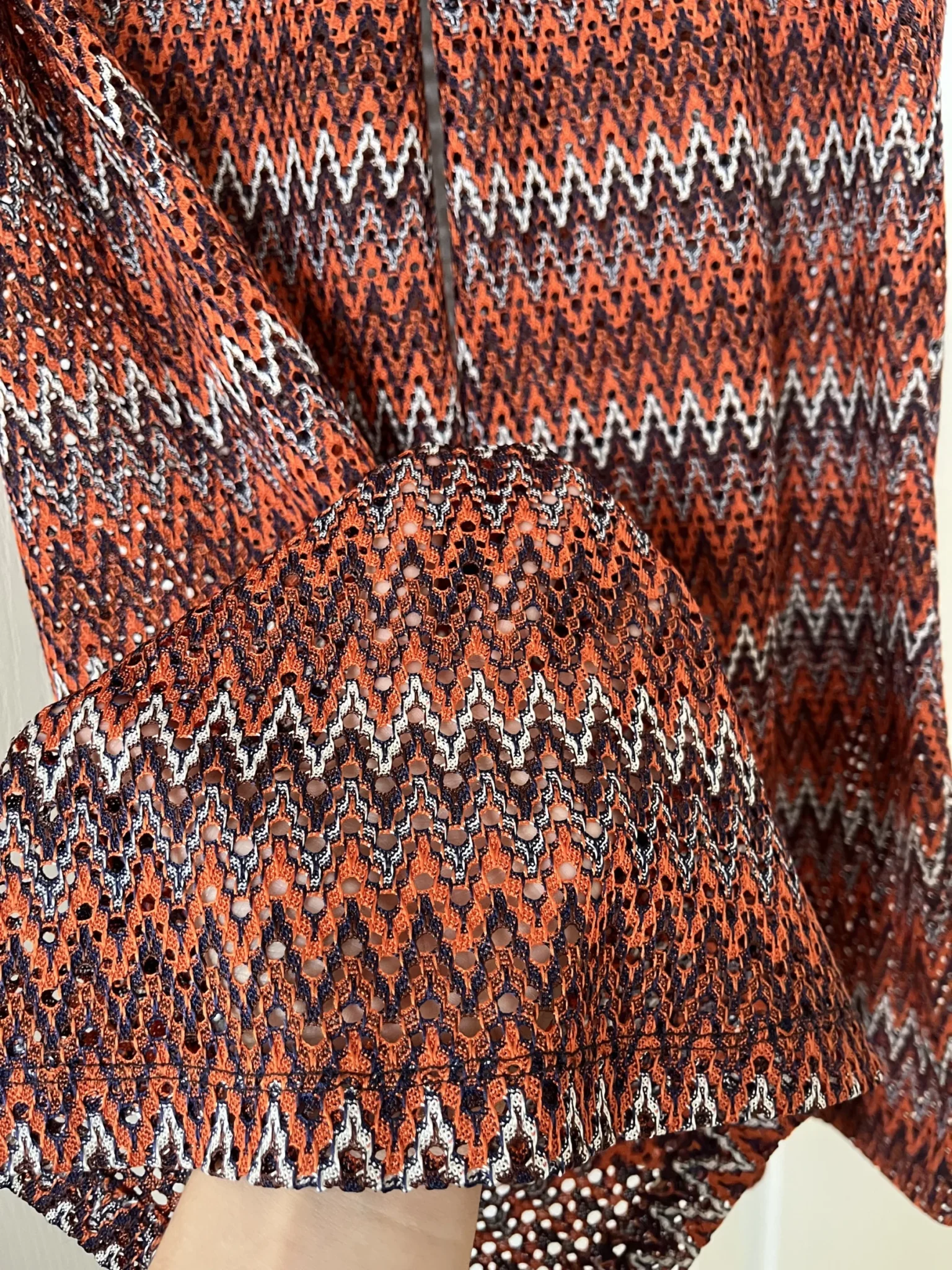 Image for Pantalon fluide été motif zig zag bleu et orange taille M