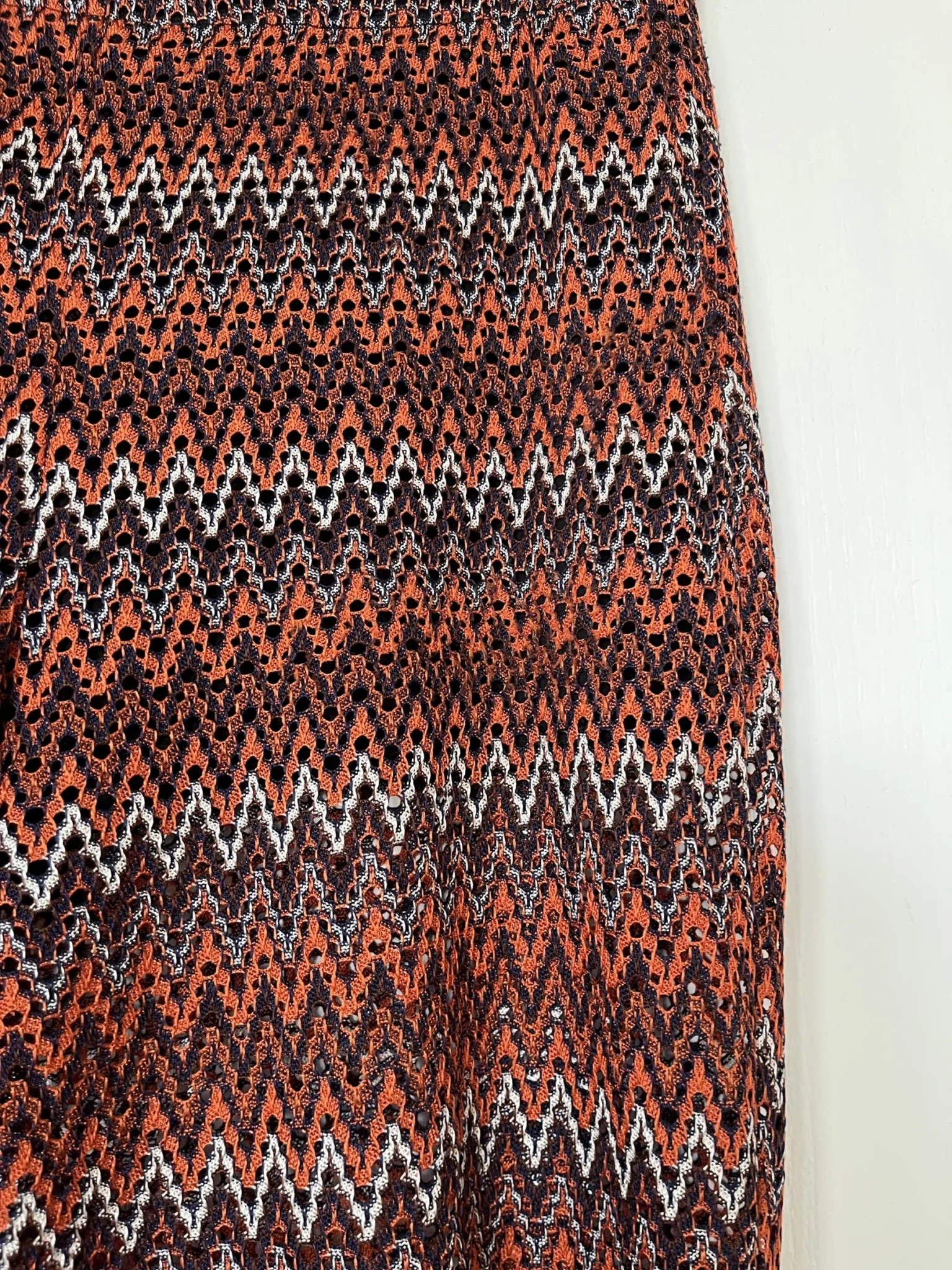 Image for Pantalon fluide été motif zig zag bleu et orange taille M