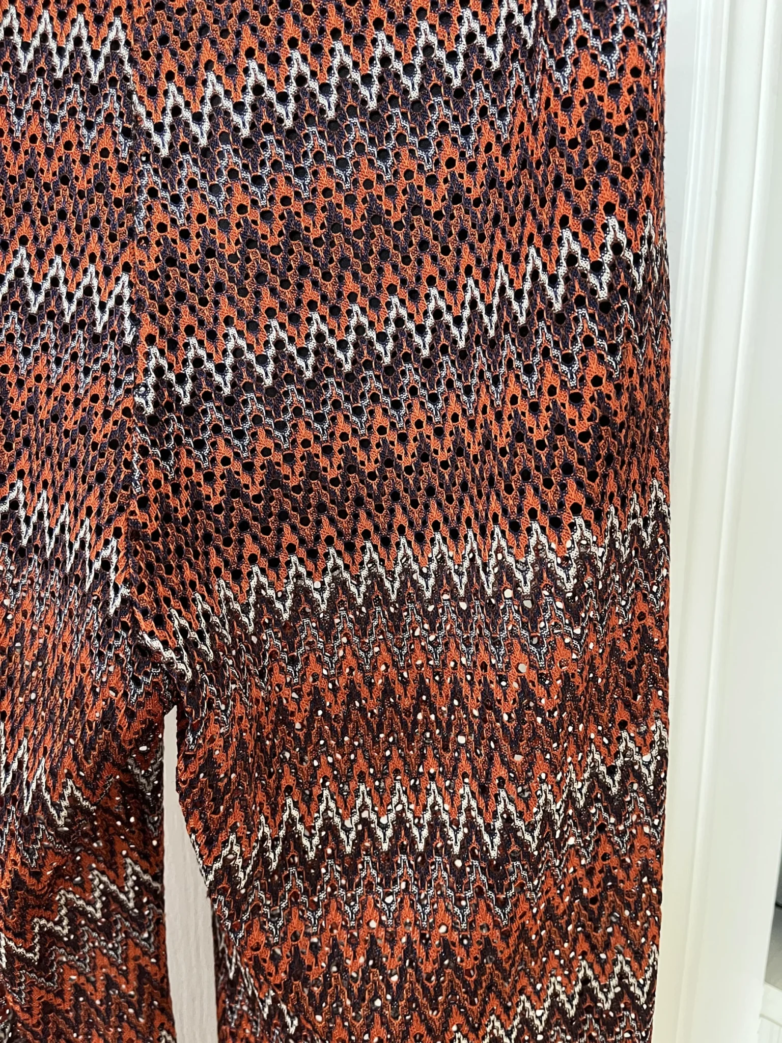 Image for Pantalon fluide été motif zig zag bleu et orange taille M