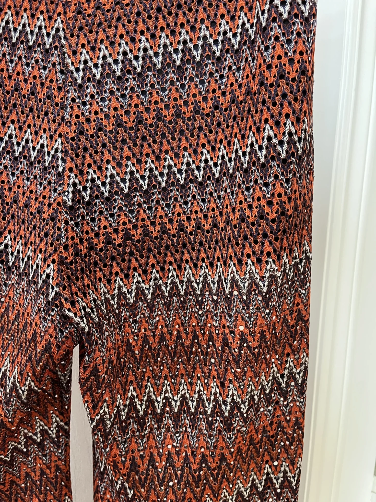 Image for Pantalon fluide été motif zig zag bleu et orange taille M