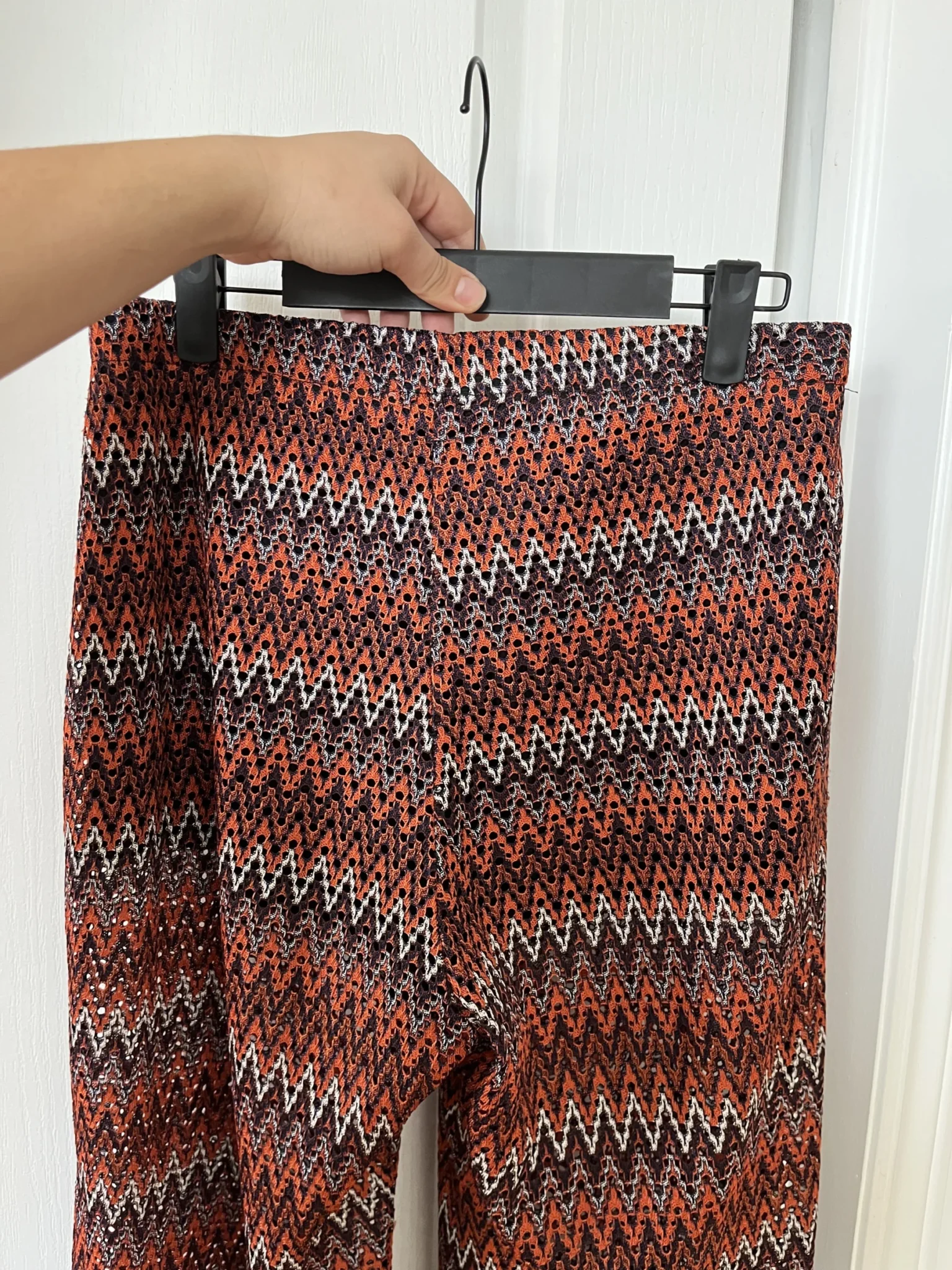 Image for Pantalon fluide été motif zig zag bleu et orange taille M
