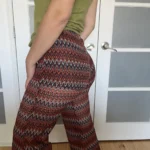 Thumbnail for Pantalon fluide été motif zig zag bleu et orange taille M