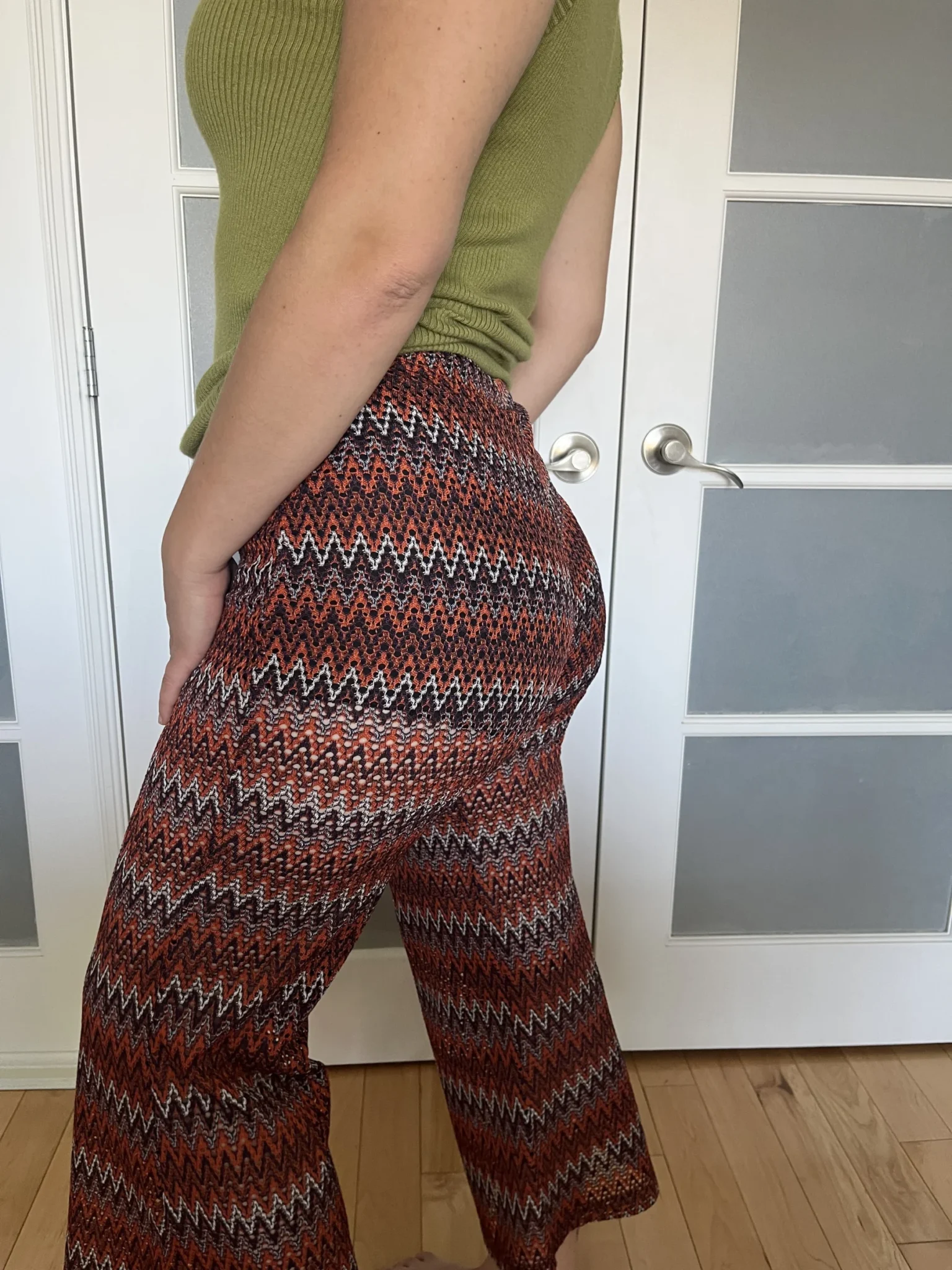 Image for Pantalon fluide été motif zig zag bleu et orange taille M