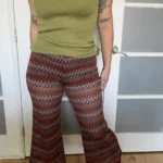 Thumbnail for Pantalon fluide été motif zig zag bleu et orange taille M
