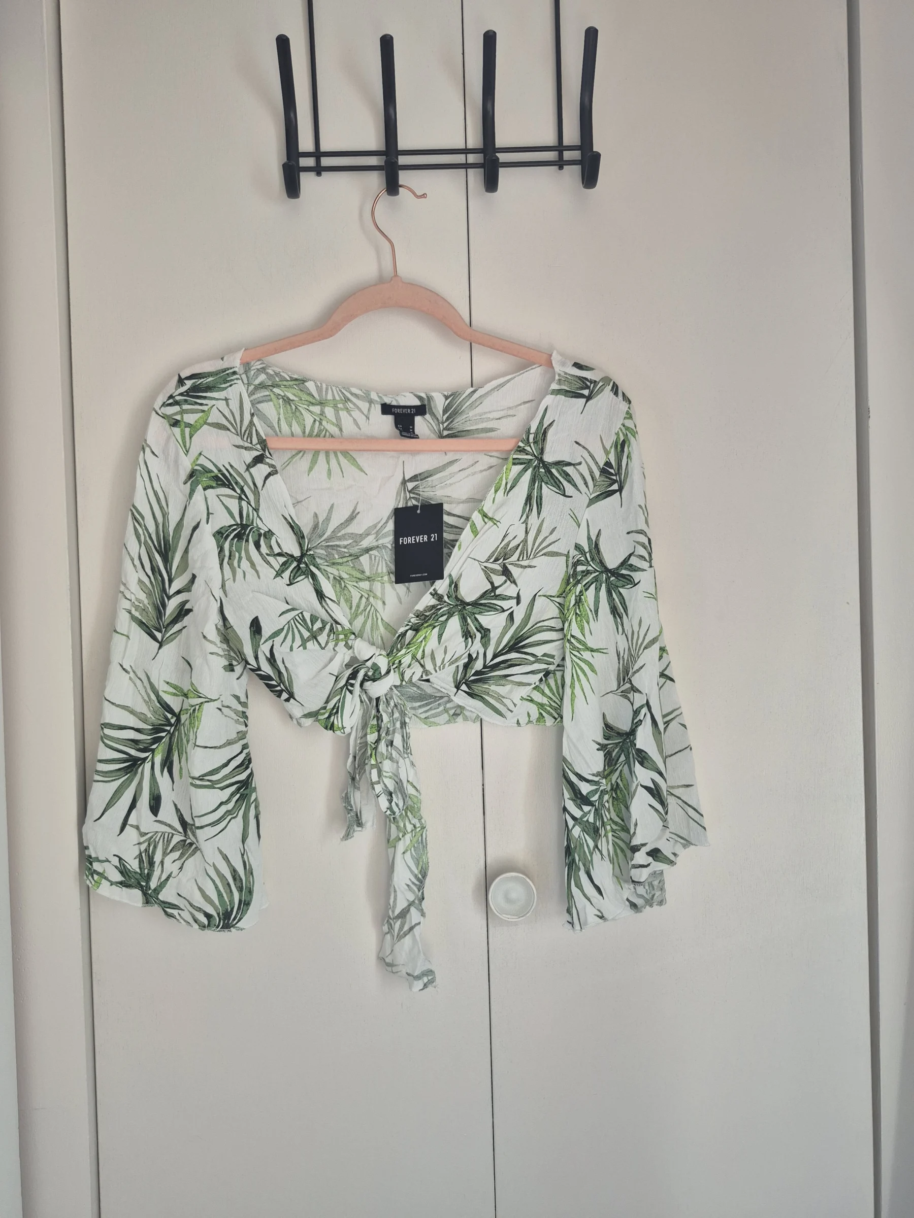Blouse tropical blanche Medium Forever XXI seconde main