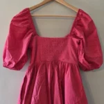 Thumbnail for Anthropologie Maeve Robe Mini Manches Bouffantes Encolure Cœur Rouge Taille Small