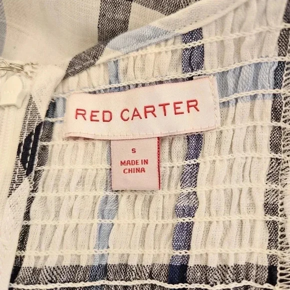 Image for Red Carter Combinaison mélange de lin et coton à motif carreaux bleu et blanc taille Small