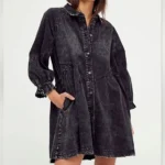 Featured thumbnail for Free People We The Free Hannah Robe mini en denim noir pour femme taille Small