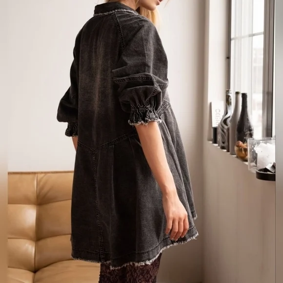Image for Free People We The Free Hannah Robe mini en denim noir pour femme taille Small