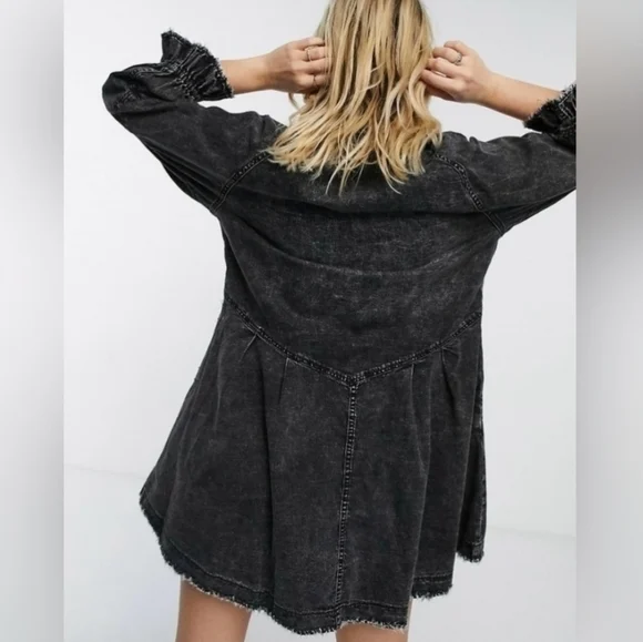 Image for Free People We The Free Hannah Robe mini en denim noir pour femme taille Small