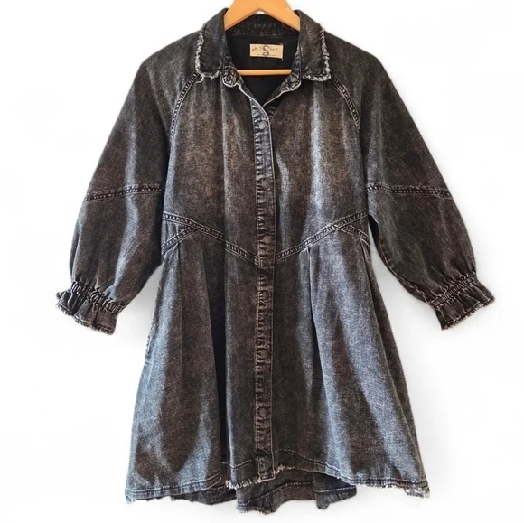 Image for Free People We The Free Hannah Robe mini en denim noir pour femme taille Small