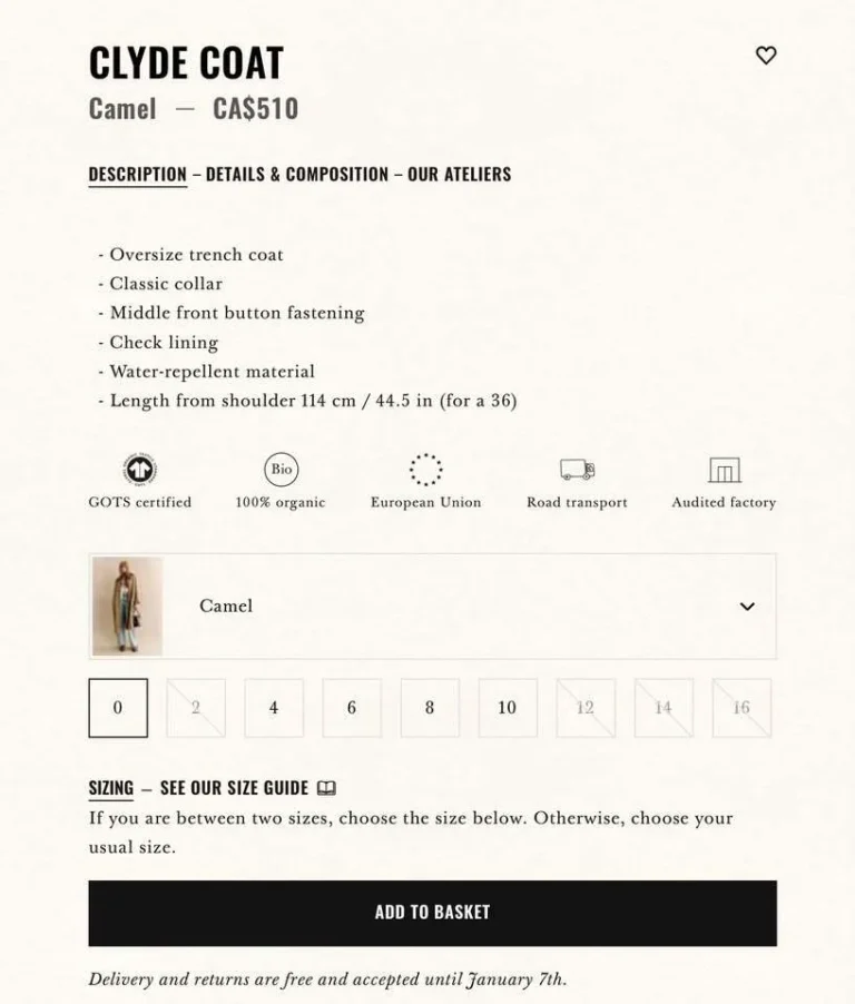 Image for Sézane - Clyde Coat - Trench Coat