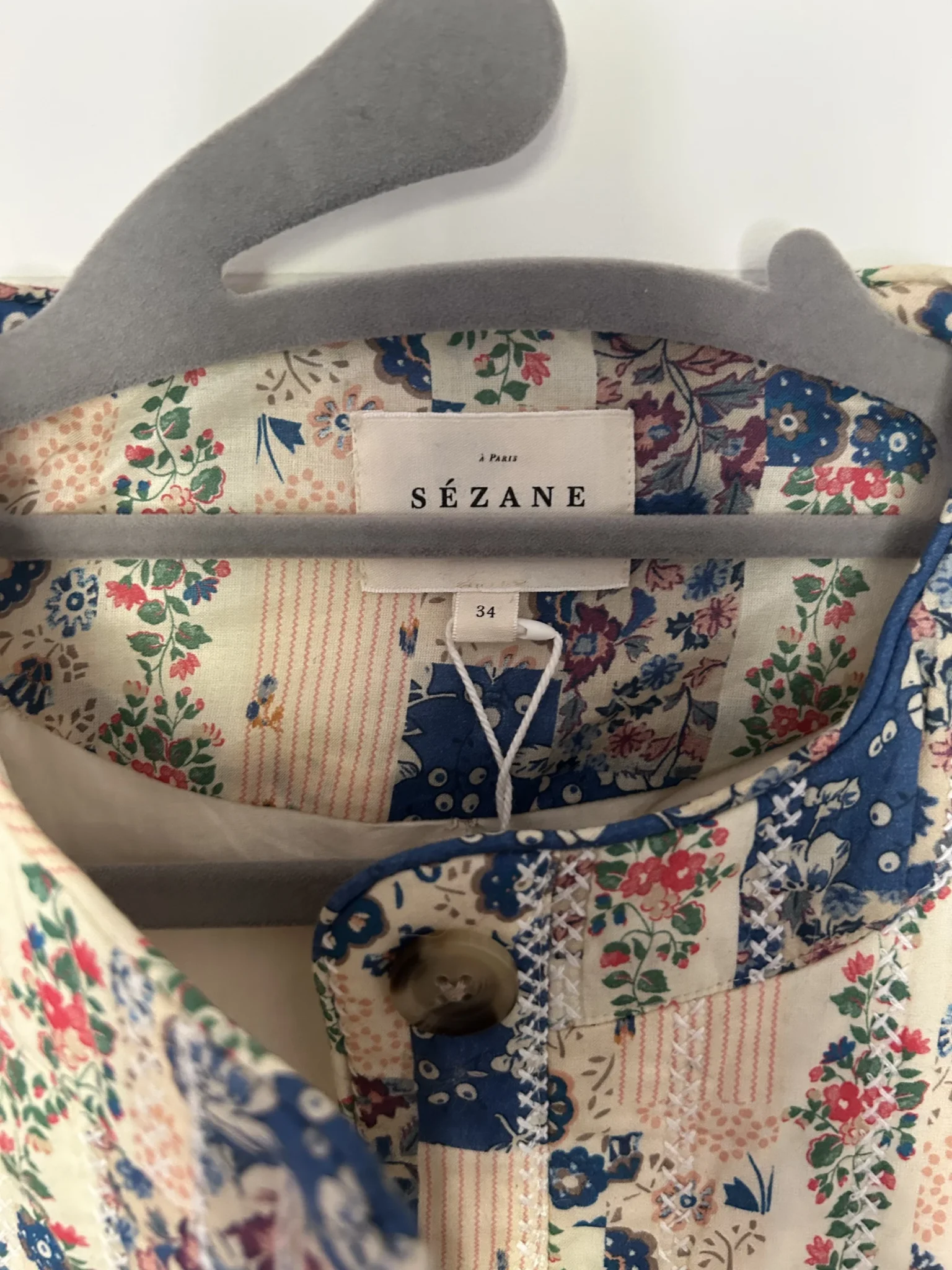 Image for Sézane - Veste Édite - Blue patchwork