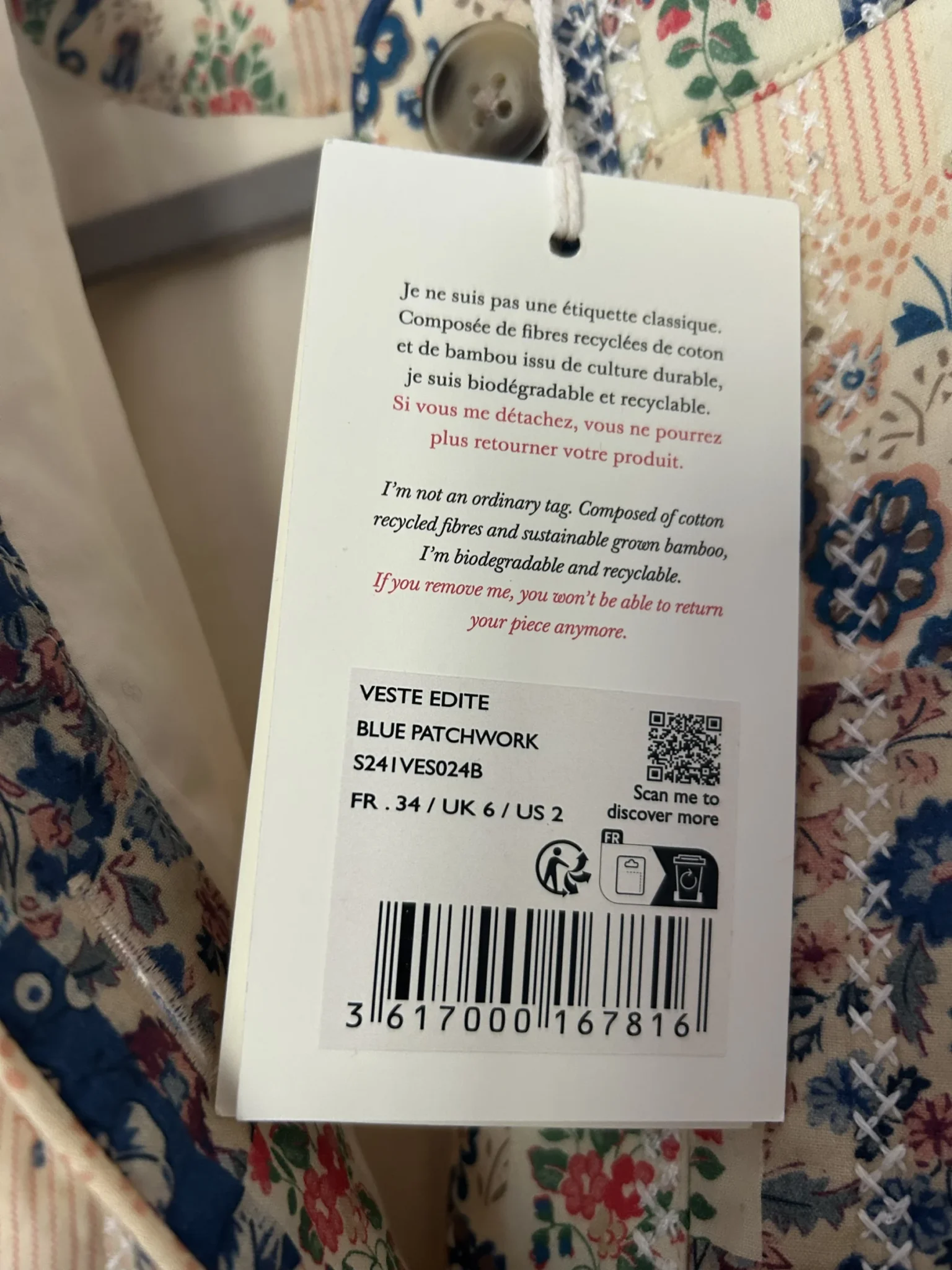 Image for Sézane - Veste Édite - Blue patchwork