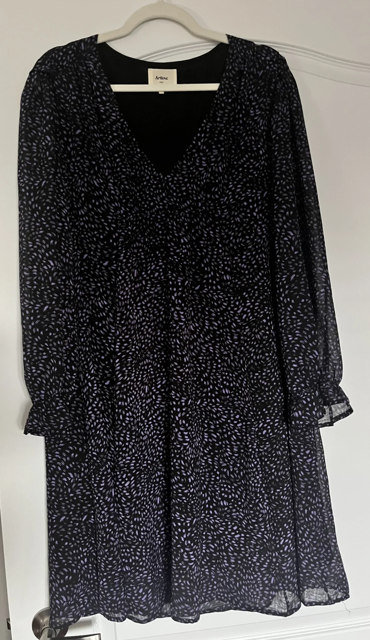Image for Belle robe Artlove Paris noire doublée avec petits imprimés mauve