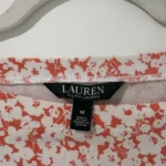 Thumbnail for T-shirt Lauren Ralph Lauren rouge-orangé à fleurs en coton stretch, col bateau, taille M