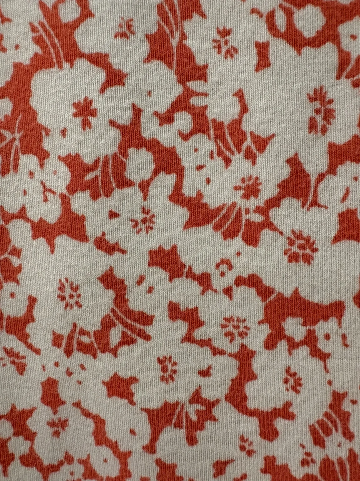 Image for T-shirt Lauren Ralph Lauren rouge-orangé à fleurs en coton stretch, col bateau, taille M