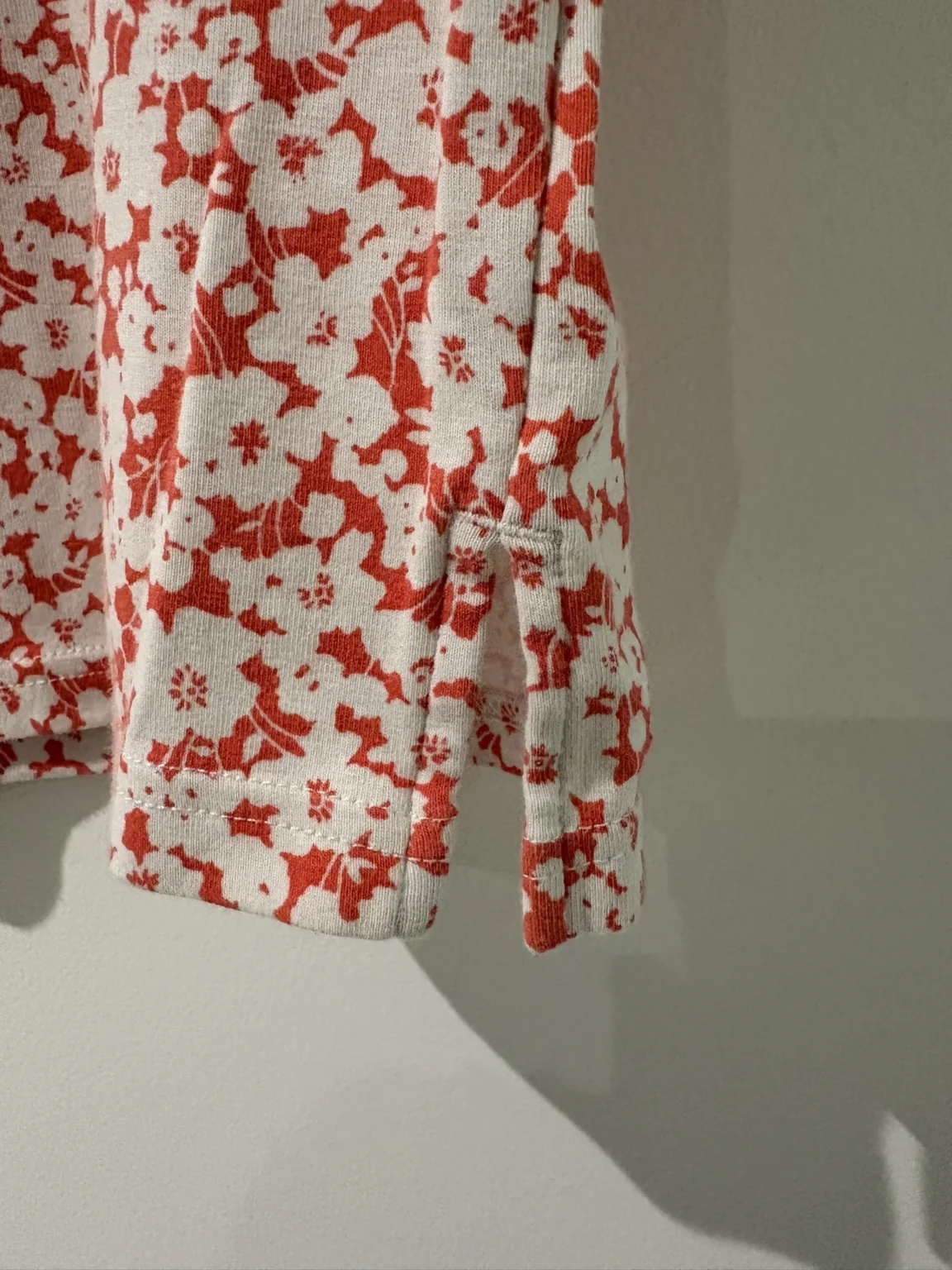 Image for T-shirt Lauren Ralph Lauren rouge-orangé à fleurs en coton stretch, col bateau, taille M