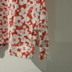 Thumbnail for T-shirt Lauren Ralph Lauren rouge-orangé à fleurs en coton stretch, col bateau, taille M