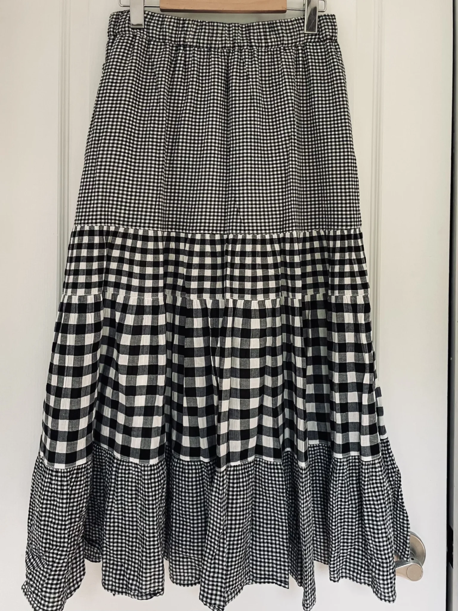 Featured image for Maxi skirt, JW Anderson x Uniqlo, in black and white gingham