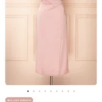 Featured thumbnail for Satin Midi Dress with a Drooping Collar - Pink