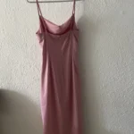 Thumbnail for Satin Midi Dress with a Drooping Collar - Pink