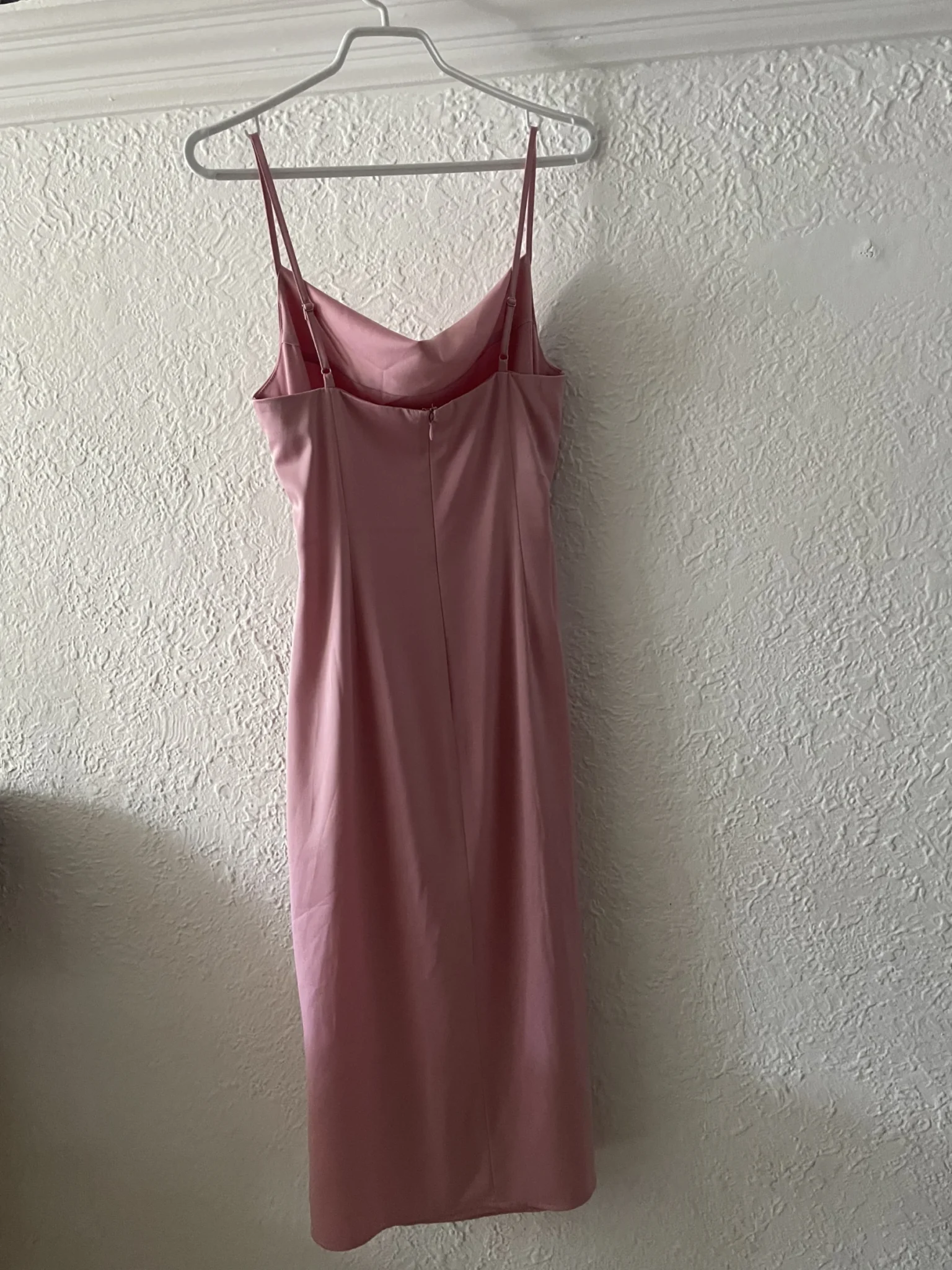 Image for Satin Midi Dress with a Drooping Collar - Pink