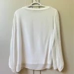 Thumbnail for White, loose-fitting top with sheer balloon sleeves