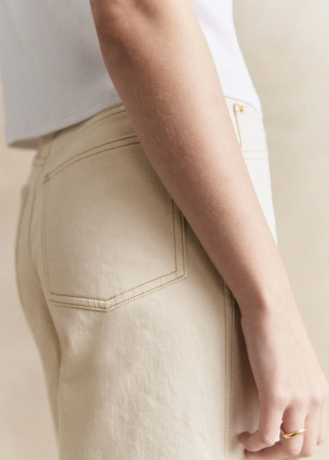 Image for Jean Sézane Le Crop taille 40 beige à boutons marrons