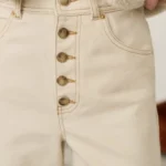 Thumbnail for Jean Sézane Le Crop taille 40 beige à boutons marrons