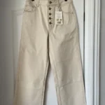 Thumbnail for Jean Sézane Le Crop taille 40 beige à boutons marrons