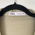 Thumbnail for Robe Zara kaki taille S manches bouffantes et broderies