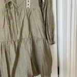Thumbnail for Robe Zara kaki taille S manches bouffantes et broderies