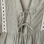 Thumbnail for Robe Zara kaki taille S manches bouffantes et broderies