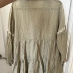 Thumbnail for Robe Zara kaki taille S manches bouffantes et broderies
