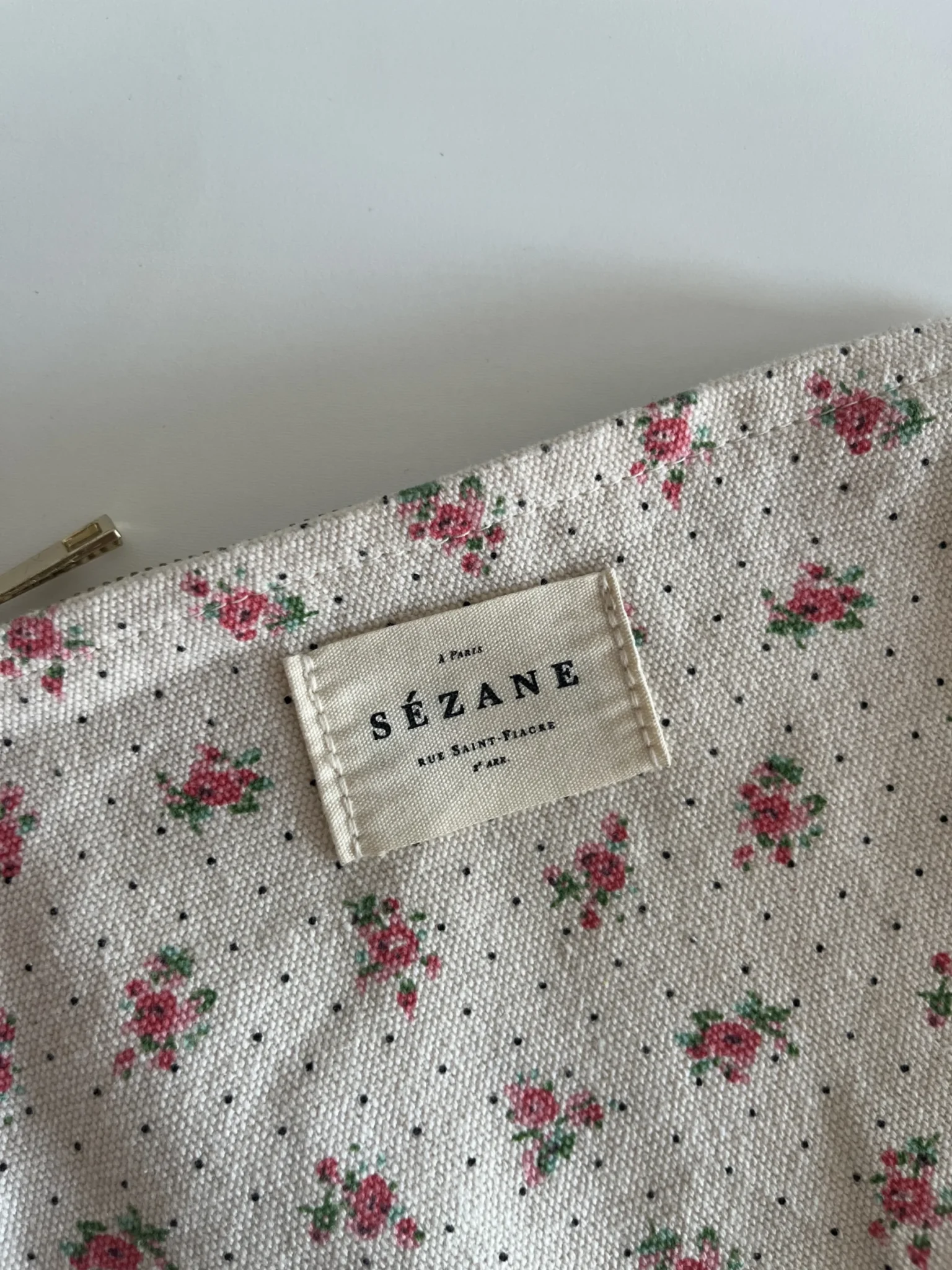 Image for Pochette Sézane beige fleuris rose