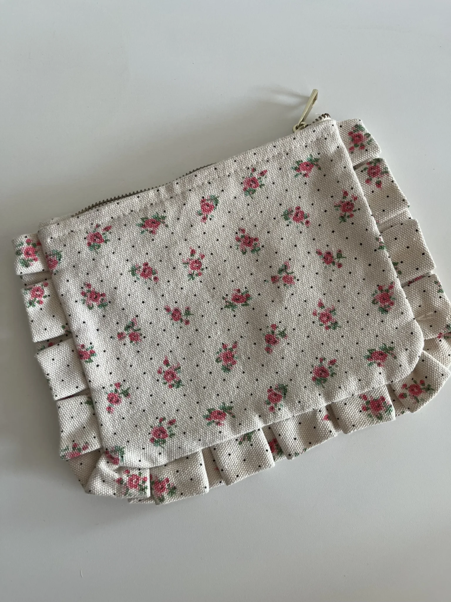 Image for Pochette Sézane beige fleuris rose