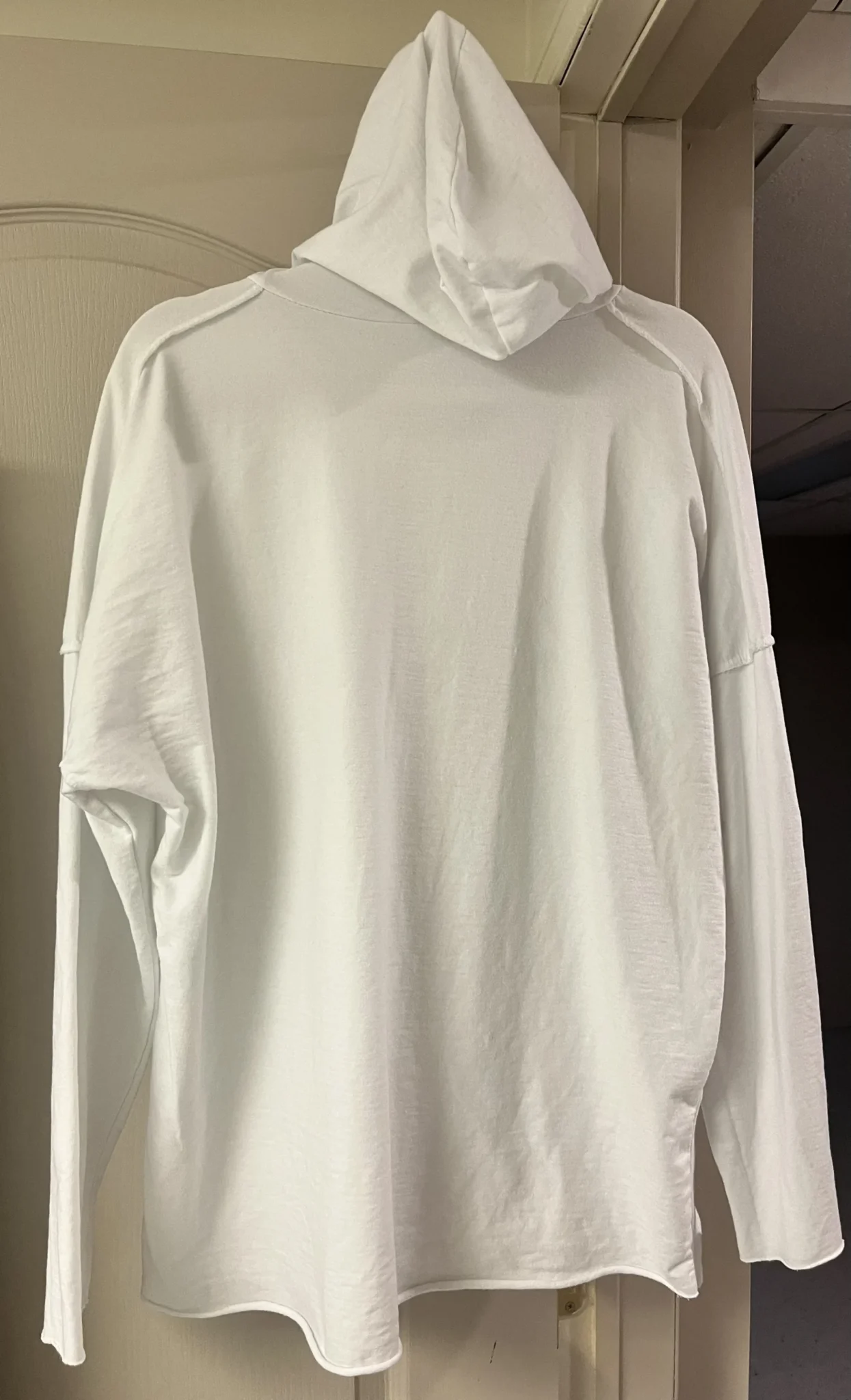 Image for A lovely white hoodie in a large size with an original slogan on the front.