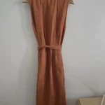 Thumbnail for Eve Gravel robe Sienne en Terracotta en mélange de lin