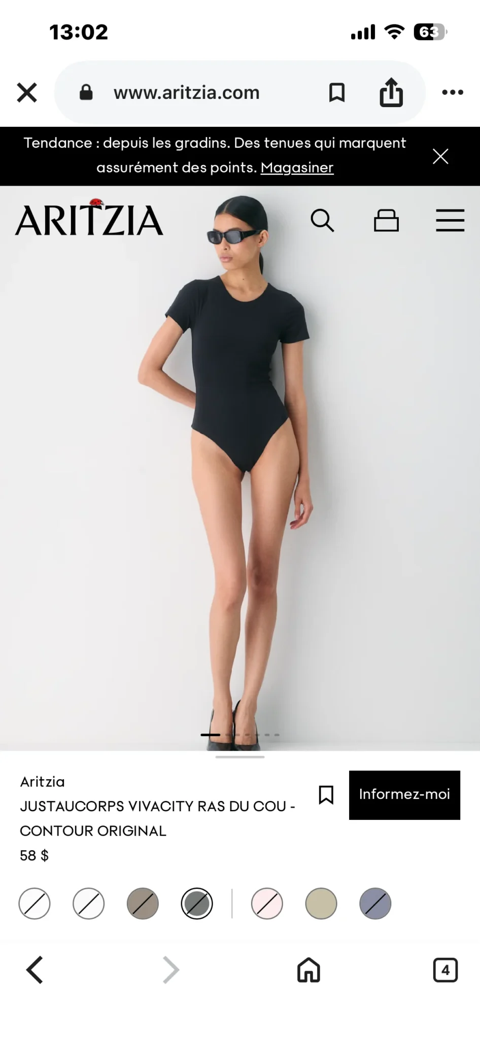Image for Body Contour Aritzia noir taille XS col rond