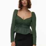 Thumbnail for Blouse Wilfred Aritzia modèle Marylin Blouse vert kaki taille M