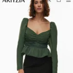 Thumbnail for Blouse Wilfred Aritzia modèle Marylin Blouse vert kaki taille M