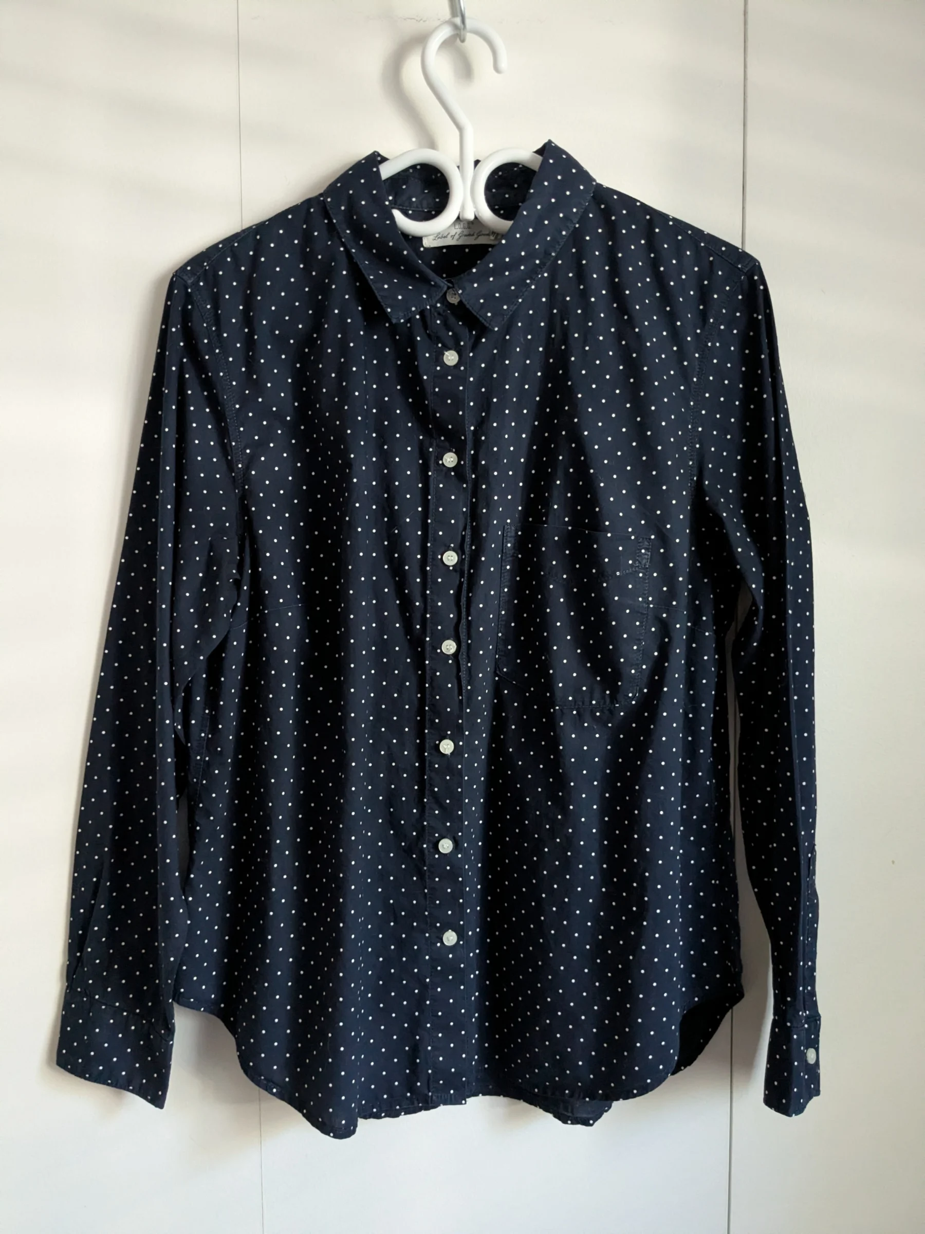 Chemise marine à pois blanc Camaïeu seconde main