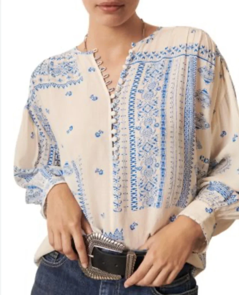 Image for ♥️Blouse écru / bleu BASH