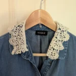 Featured thumbnail for Kookaï denim shirt with lace collar, size 34