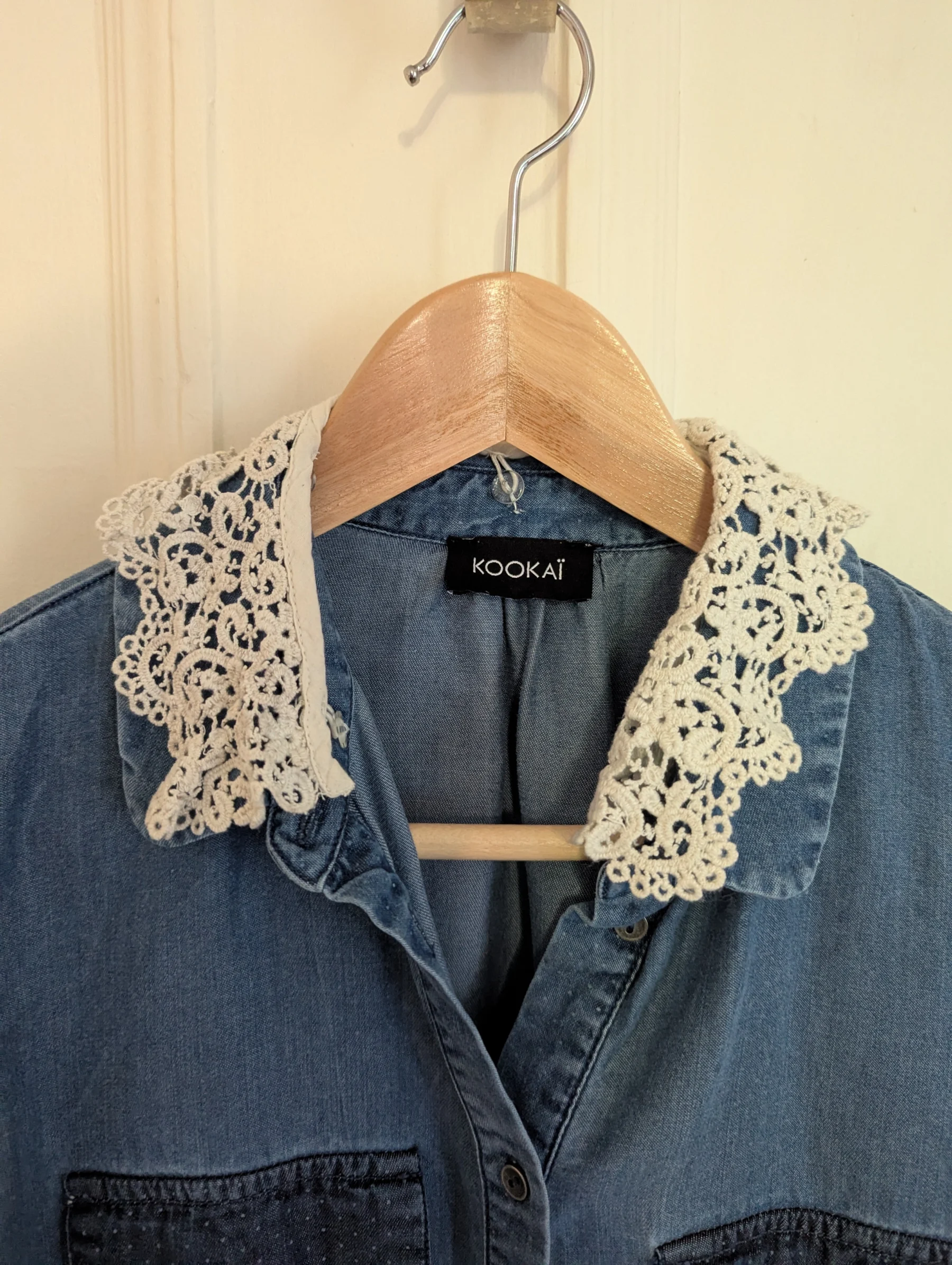 Chemise en jean col en dentelle Kookaï taille 34 Kookaï seconde main